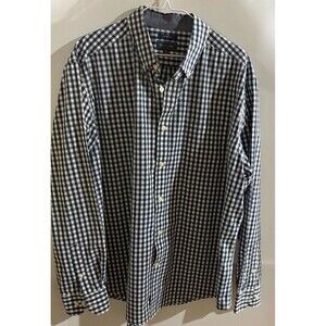 Mason James Men's XL Blue/White Check Stretch Woven Long Sleeve Button-Down